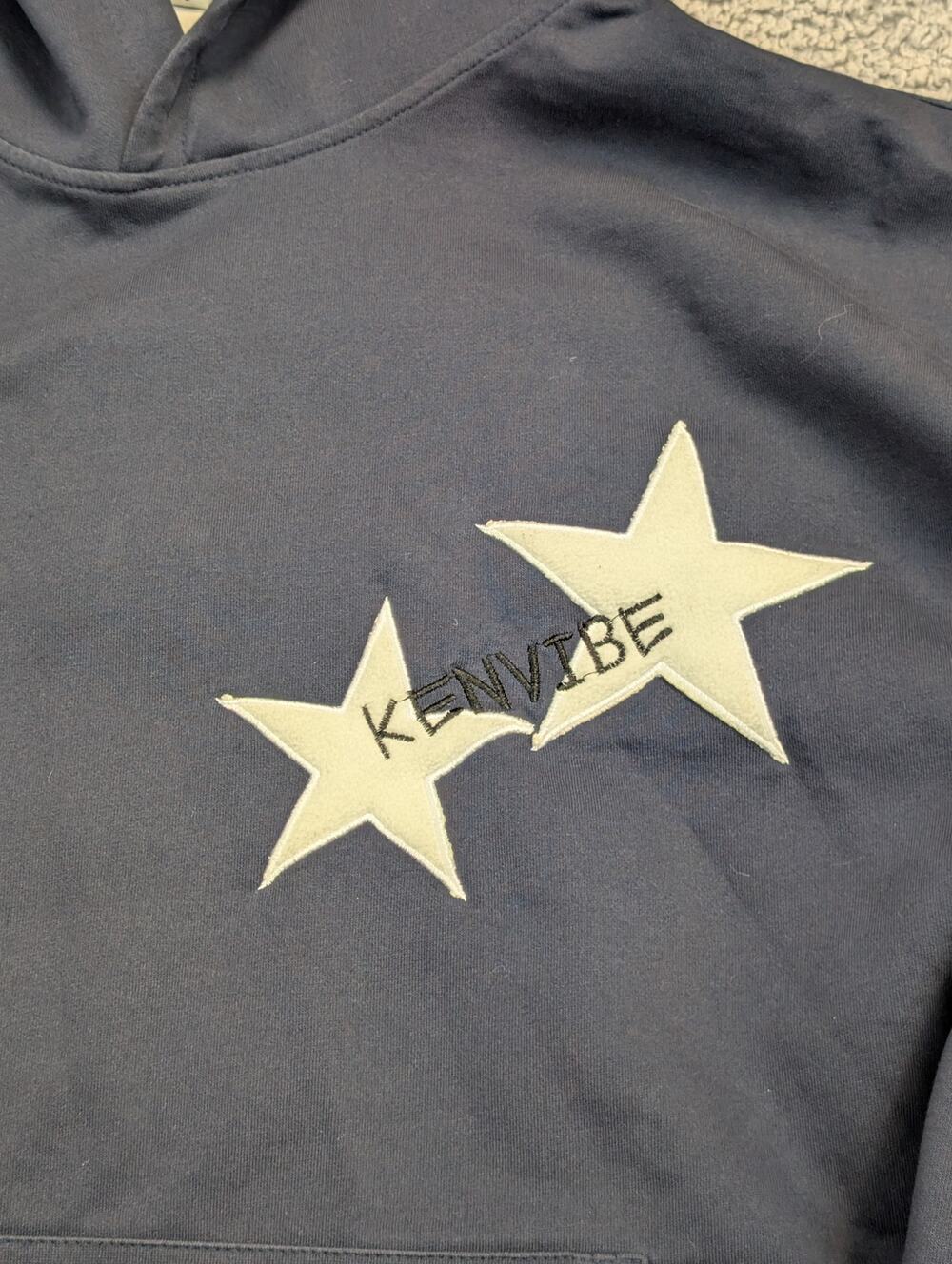 Ken Vibe Hoodie Size M Navy & White with Stars Sweatshirt (1037)
